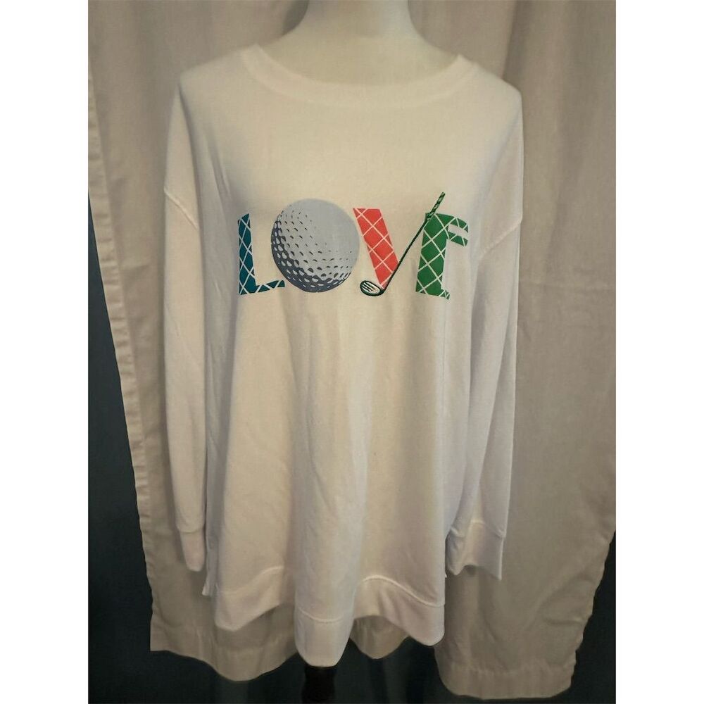 Jane + Delancey Women's LOVE Graphic Oversized Sweater White Size L
